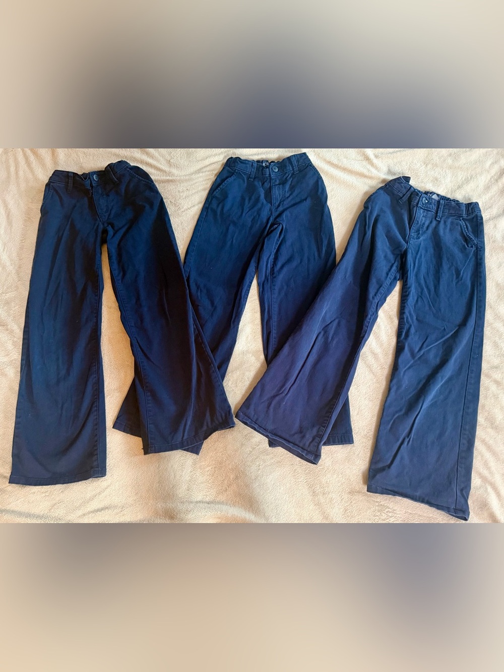 Children’s Place Navy Blue Chino Wide Leg Size 8 Uniform Pants Girls Adjustable